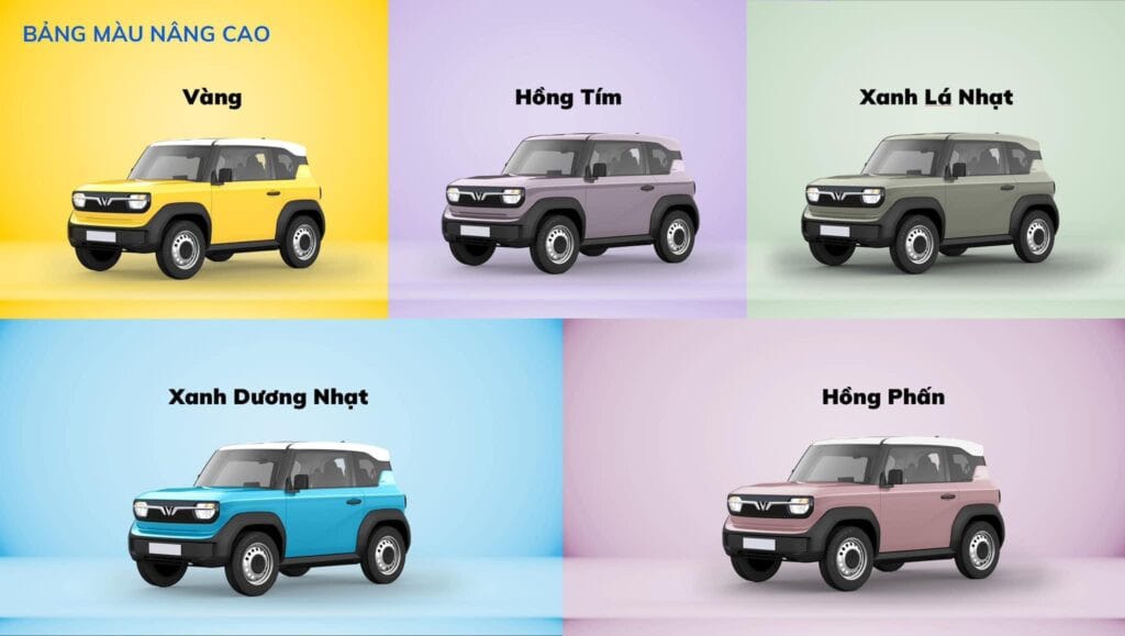 5 màu xe nâng cao của VinFast VF3, giới thiệu các lựa chọn màu sắc đặc biệt
