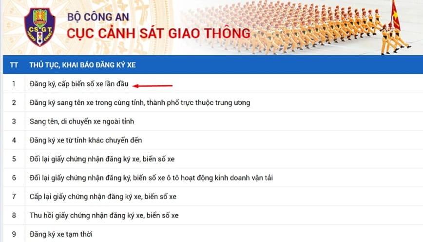 Đăng ký biển số 69 trên web