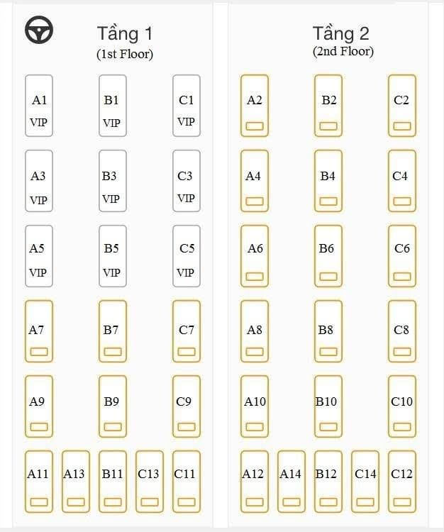 bản đồ bố trí sơ đồ xe giường nằm 40 giường truyền thống