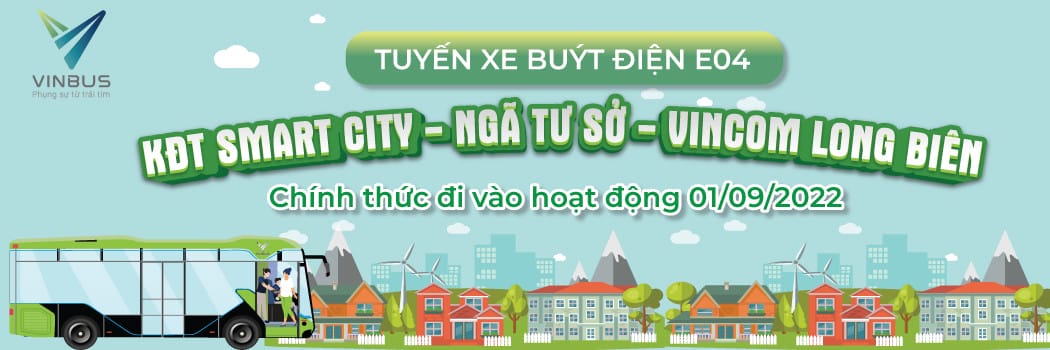 Bản đồ chi tiết e04 VinBus lộ trình từ Smart City đến Vincom Long Biên
