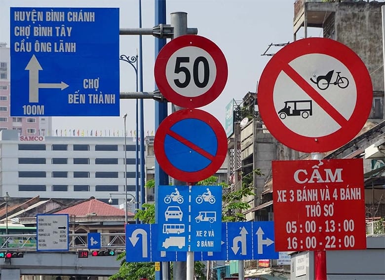 Bản đồ quy định khung giờ cấm xe tải ở TP Hồ Chí Minh, minh họa khu vực hạn chế xe