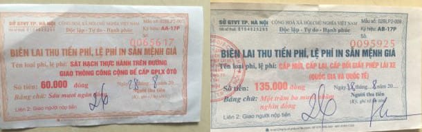 Bảng chi tiết lệ phí thi thực hành trên đường trường và chi phí cấp bằng lái xe B2