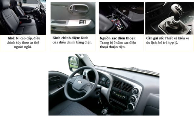 Bảng taplo và vô lăng tiện nghi trên xe tải Kia K200