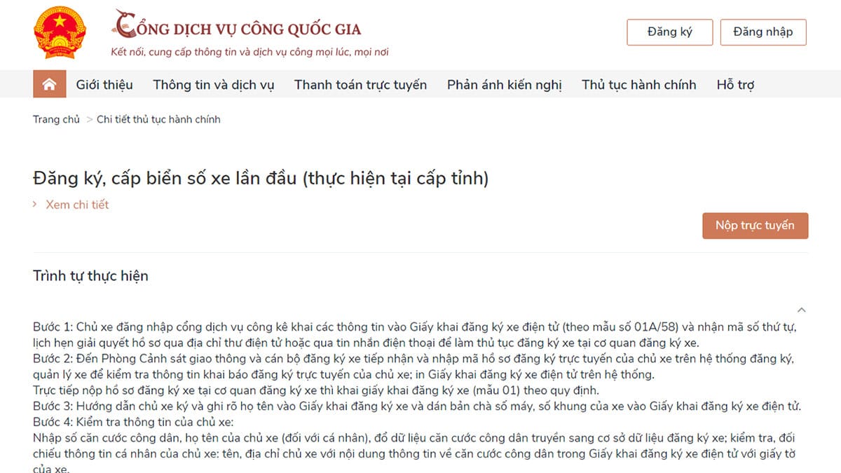 Bắt đầu quy trình đăng ký biển số xe ô tô trực tuyến hoặc trực tiếp ở tỉnh Bắc Ninh