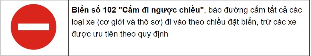 Biển báo cấm đi ngược chiều, một quy định cốt yếu cho người lái xe tải van khi học biển báo giao thông.