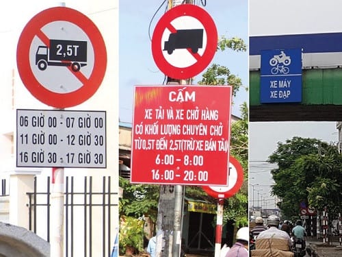 Biển báo cấm xe tải theo giờ quy định cụ thể
