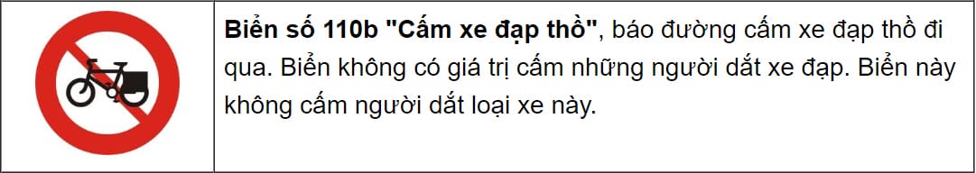 Biển báo cấm xe thô sơ, yêu cầu người lái xe tải van tuân thủ.