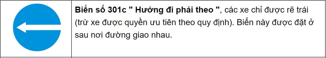 Biển báo hiệu lệnh rẽ trái, nhắc nhở người lái xe tải van về hướng di chuyển.