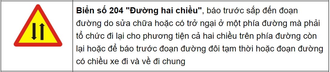 Biển báo nguy hiểm đường hai chiều, một dấu hiệu cần thiết để lái xe tải van an toàn.