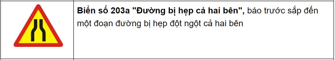 Biển báo nguy hiểm đường hẹp hai bên, yêu cầu sự cẩn trọng cao độ từ người lái xe tải van.