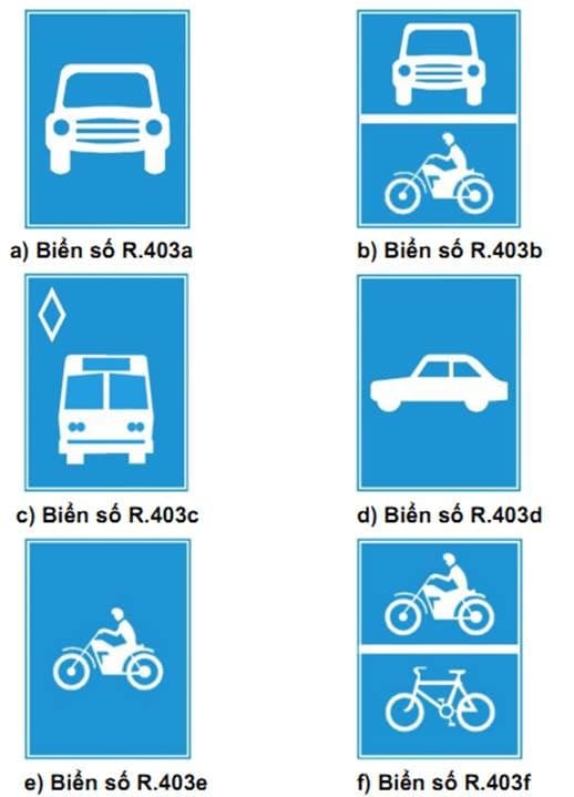 Biển báo R.403 tổng hợp các biển đường dành cho ô tô, xe máy, xe buýt, xe đạp