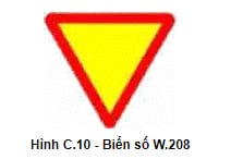 Biển báo W.208 giao nhau với đường ưu tiên, yêu cầu các phương tiện trên đường không ưu tiên nhường đường