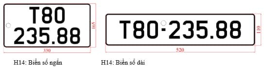 Biển số xe định danh tạm thời dạng dài và ngắn cho ô tô