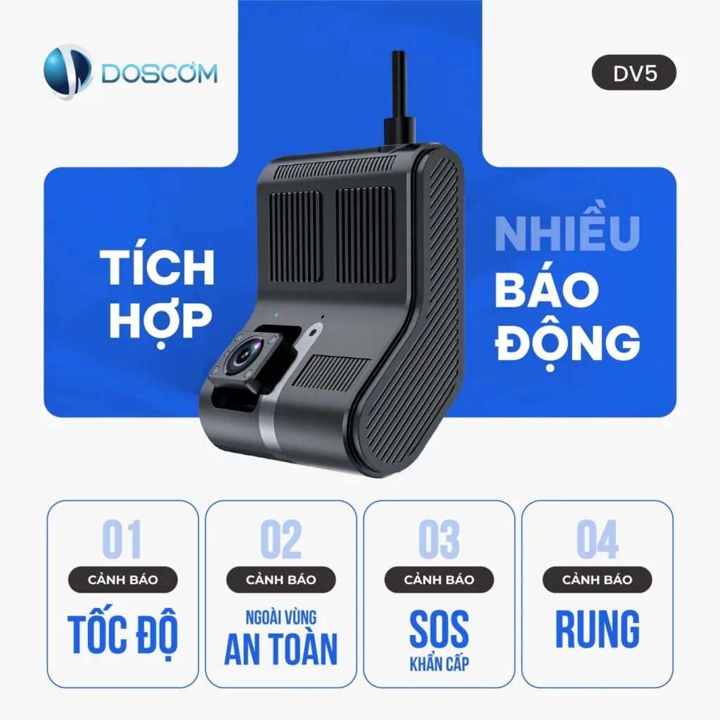 Biểu tượng cảnh báo an toàn trên ứng dụng giám sát kết nối với camera hành trình 4G
