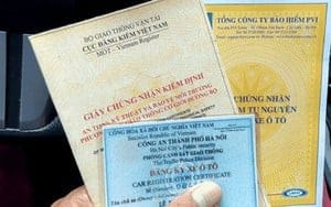 Biểu tượng cảnh báo về các mức phạt lỗi không giấy tờ xe khi tham gia giao thông đường bộ