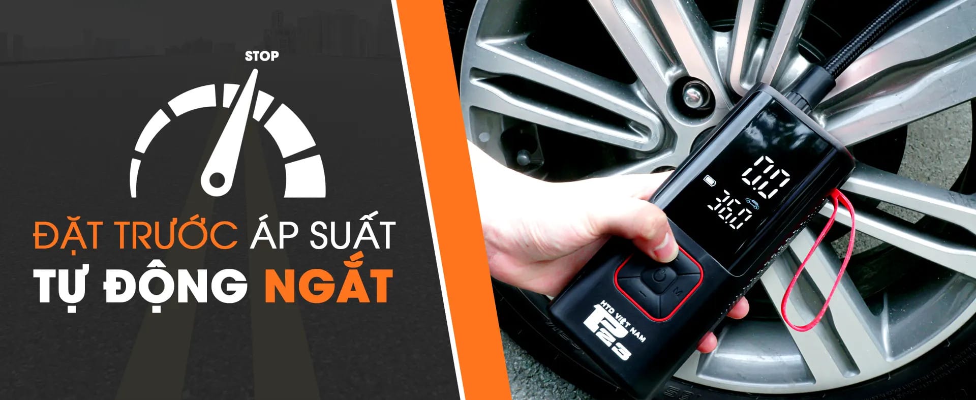 Bơm điện xe máy có tính năng tự động ngắt khi đủ áp suất