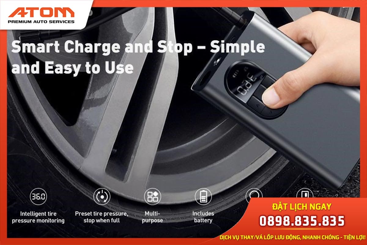Bơm xe ô tô loại nào tốt - Máy bơm hơi ô tô mini Baseus LV852 đa năng