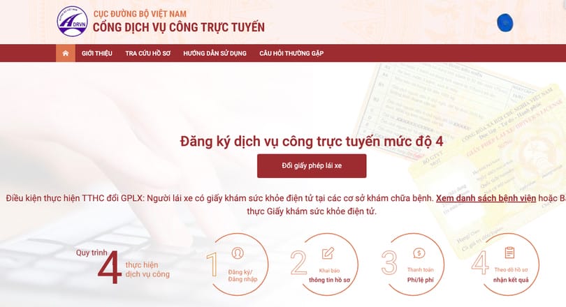 Bước 1 đổi giấy phép lái xe online