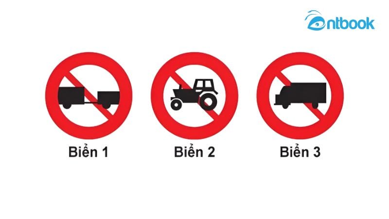 Các biển báo giao thông cấm máy kéo và phương tiện liên quan