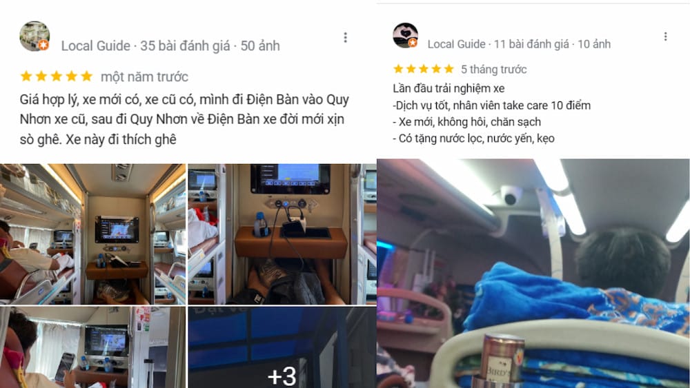 Các đánh giá tích cực từ khách hàng về chất lượng dịch vụ và chuyến đi của nhà xe Sơn Tùng.