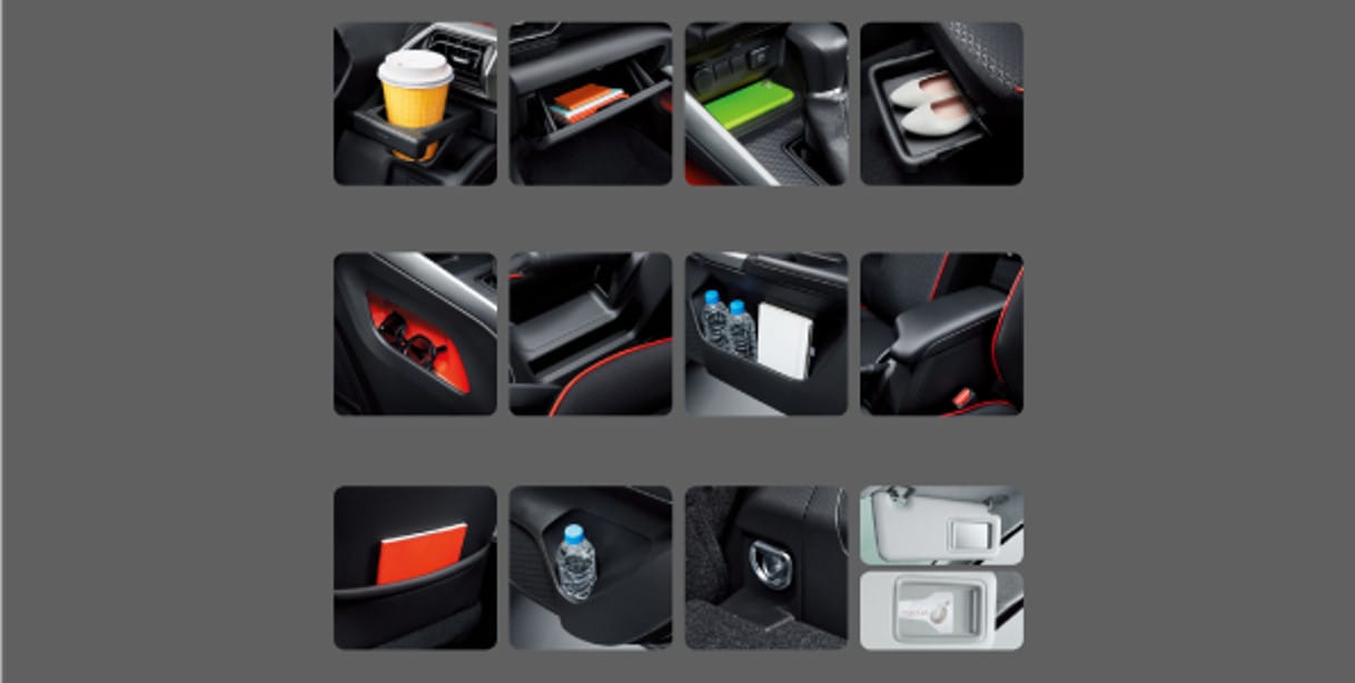 Các hộc lưu trữ tiện lợi và được bố trí thông minh trong nội thất Toyota Raize, tối ưu không gian sử dụng.