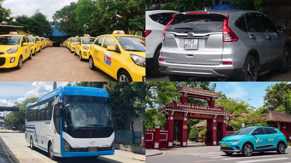 Các loại biển số xe với màu sắc khác nhau (nền xanh, trắng, vàng) tương ứng với từng đối tượng sử dụng và mục đích vận tải, áp dụng cho biển số 75.
