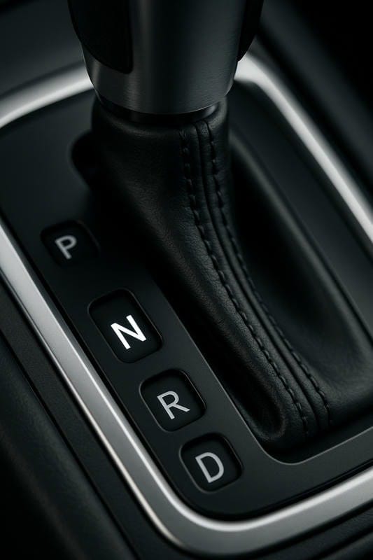 Cần số xe tự động ở vị trí số N (về mo), minh họa trạng thái ngắt truyền động.