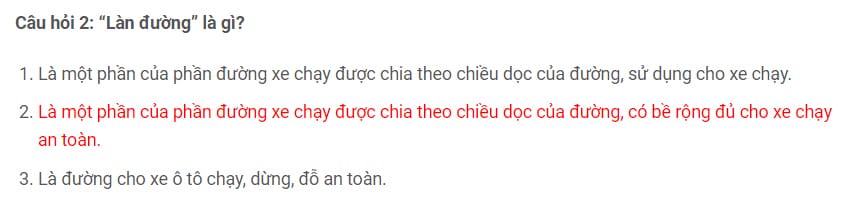 Câu hỏi khái niệm về phương tiện giao thông cơ giới đường bộ