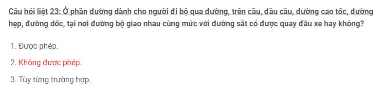 Câu hỏi về hành vi bị nghiêm cấm khi điều khiển phương tiện