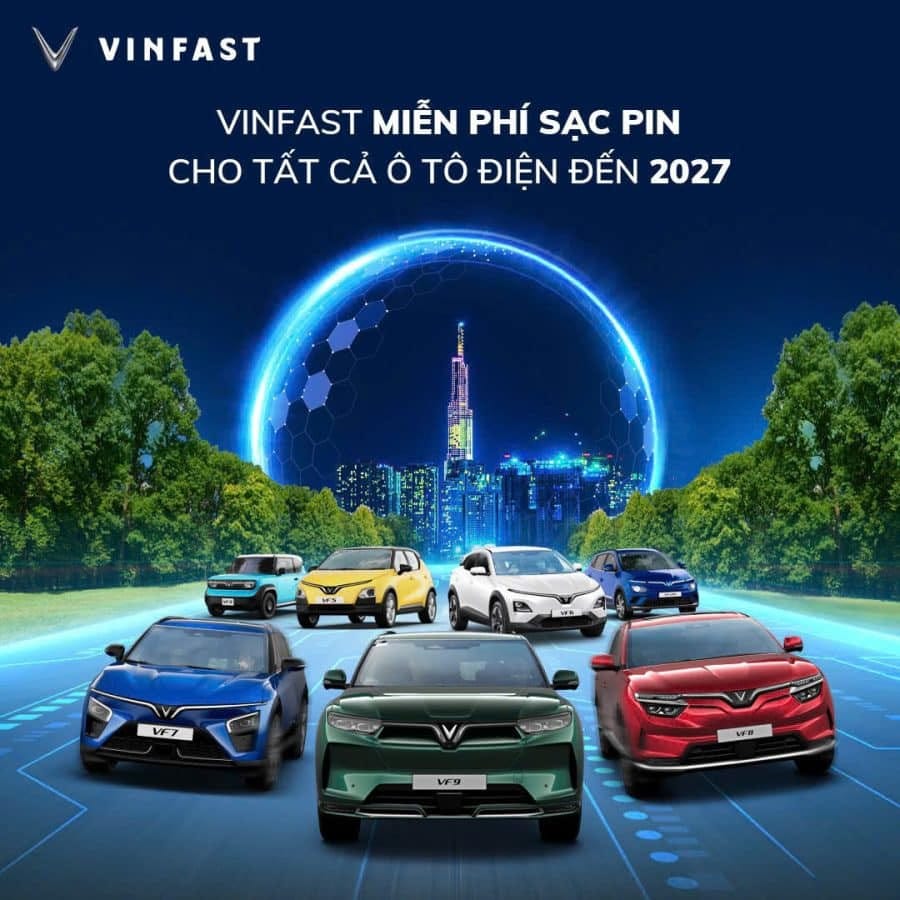 Chi phí sử dụng các loại trạm sạc VinFast được miễn phí đến năm 2027.