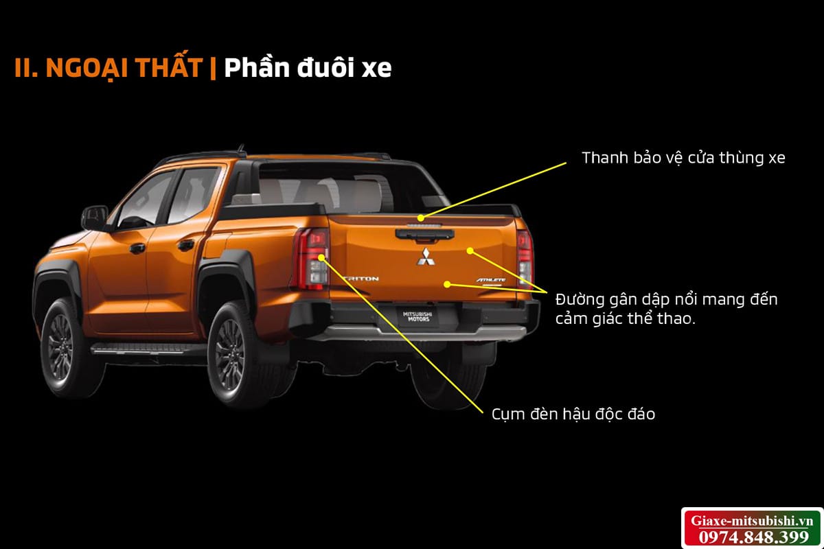 Chi tiết đèn hậu và cản sau của Mitsubishi Triton 2025