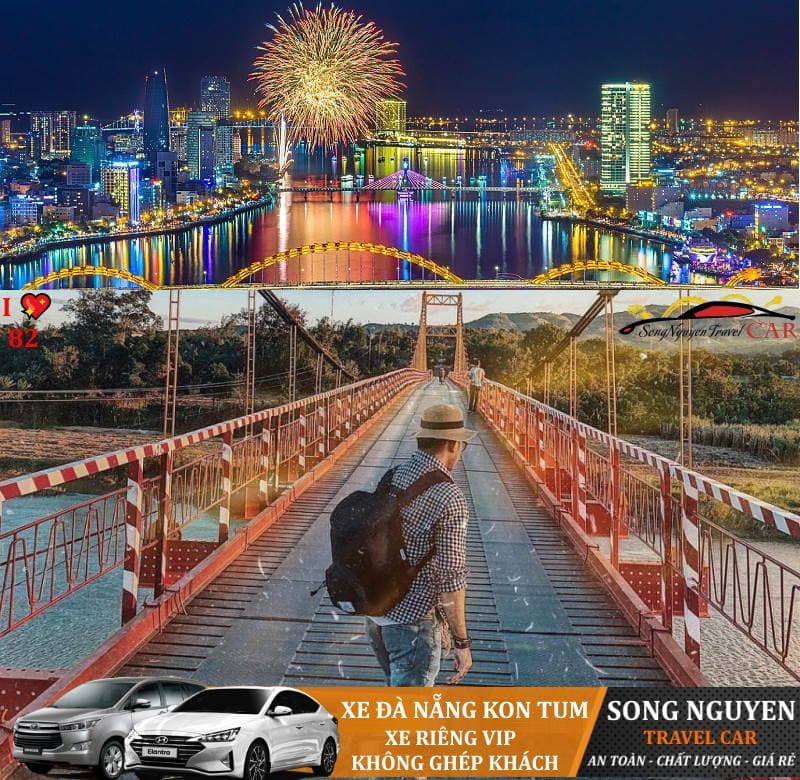 Chiếc xe 16 chỗ đời mới màu trắng đang dừng trên cung đường đi Kon Tum từ Đà Nẵng, sẵn sàng cho chuyến hành trình an toàn.