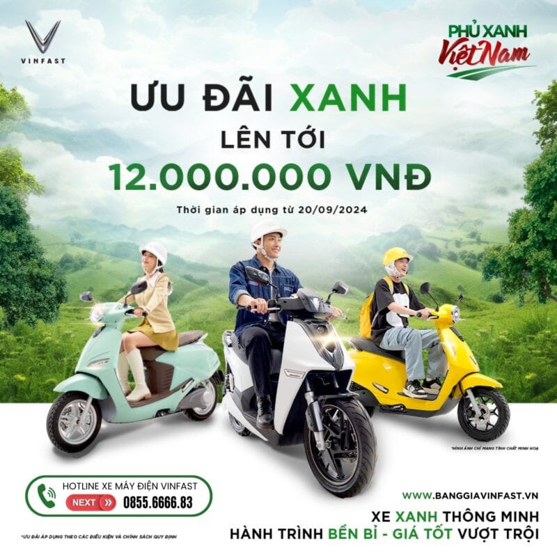 Chương trình ưu đãi Phủ Xanh hấp dẫn cho xe máy điện VinFast 2024