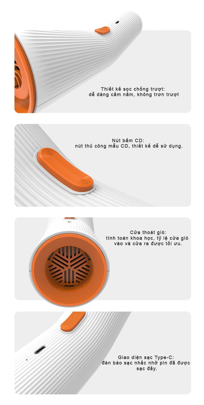 cổng sạc Type-C tiện lợi trên máy hút bụi oto