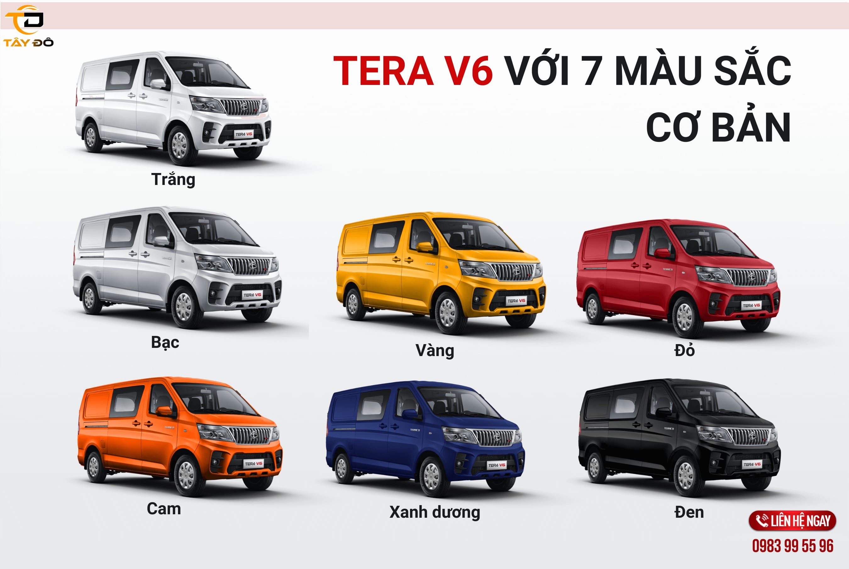 Đa dạng các phiên bản màu sắc của xe tải van Tera V6