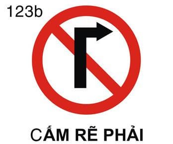 Đặc điểm nhận diện biển báo cấm rẽ phải hình tròn, viền đỏ, nền trắng