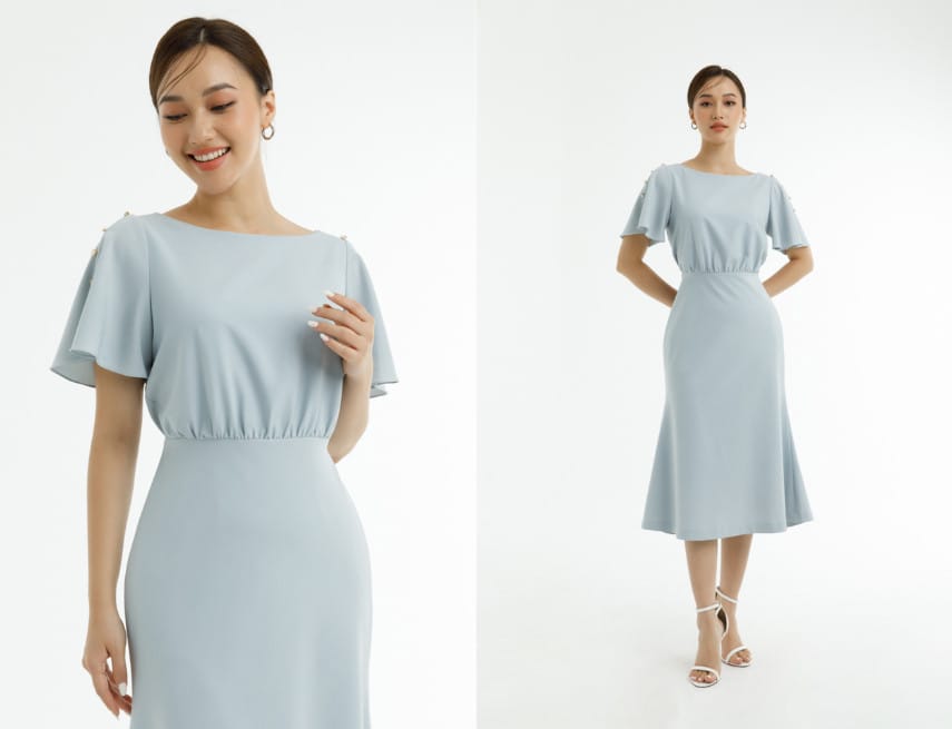 Đầm màu xanh dương mang lại may mắn cho người tuổi Bính Ngọ mệnh Thủy