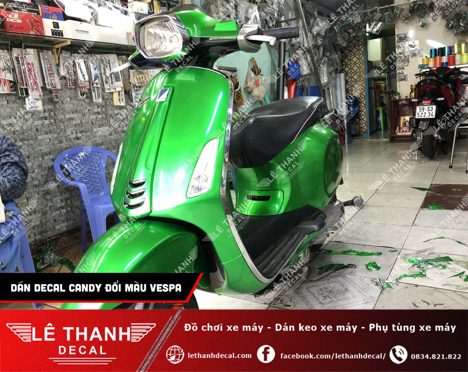 Dán đổi màu xe máy hiệu ứng decal candy
