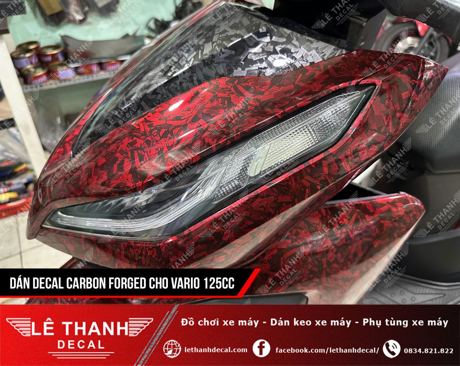 Dán đổi màu xe máy với decal Carbon Forged