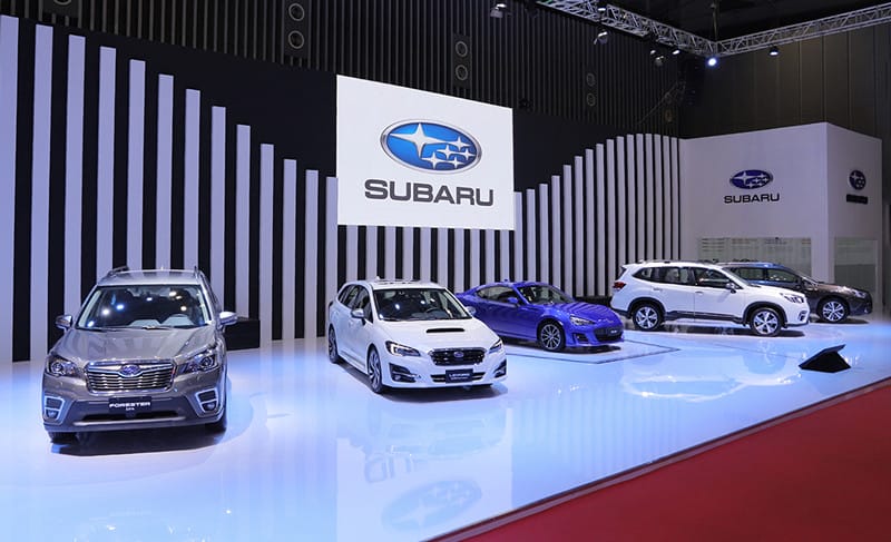 Dàn xe Subaru Forester, Outback và WRX trưng bày, minh chứng cho sự đa dạng các mẫu xe của Subaru của hãng nào.