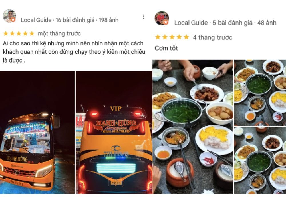Đánh giá tích cực từ khách hàng về nhà xe Mạnh Hùng