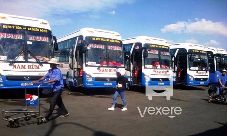 Dãy xe khách đa dạng đang hoạt động tại bến xe liên tỉnh Phú Yên, sẵn sàng phục vụ hành khách