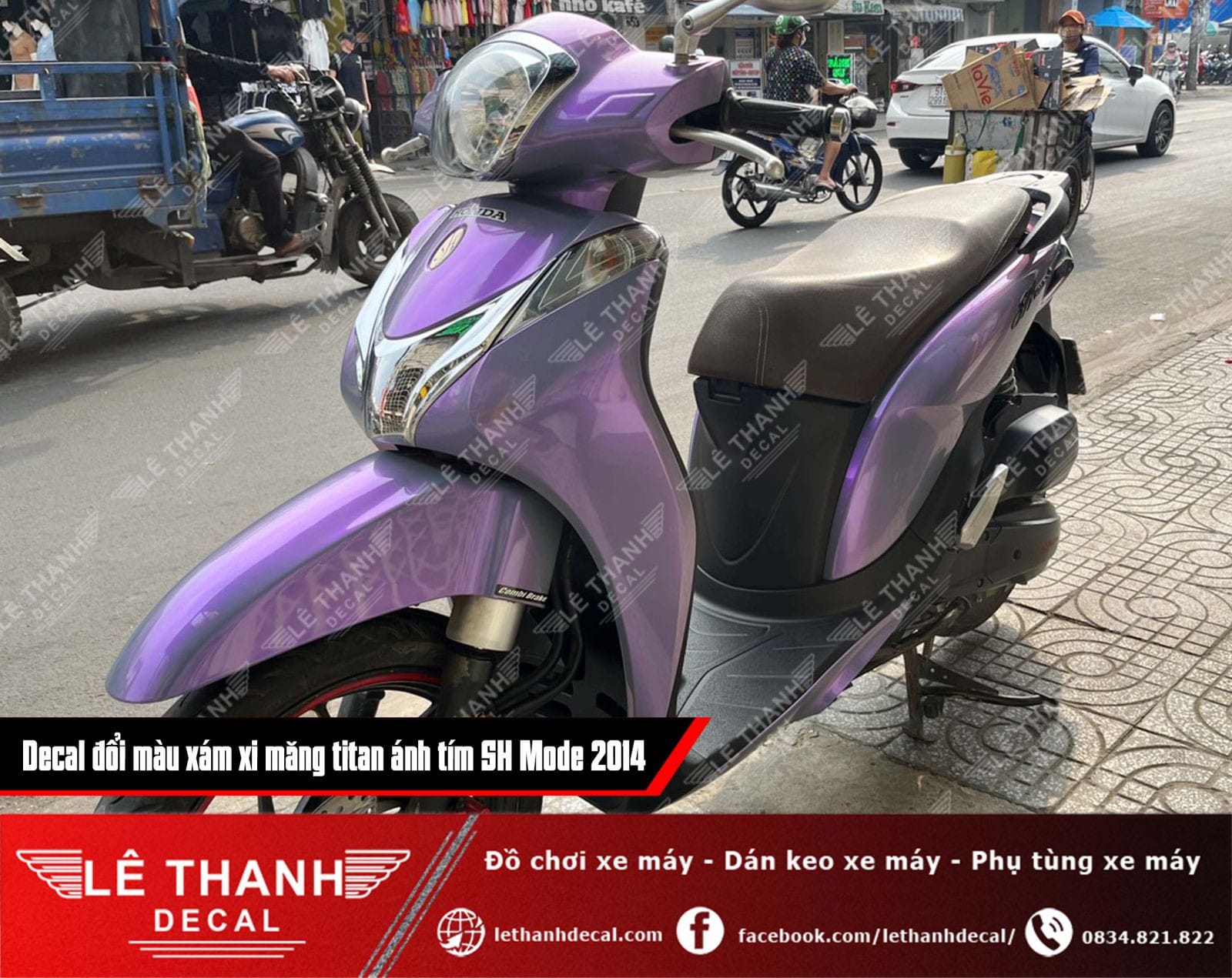 Decal xám xi măng ánh tím đổi màu xe máy
