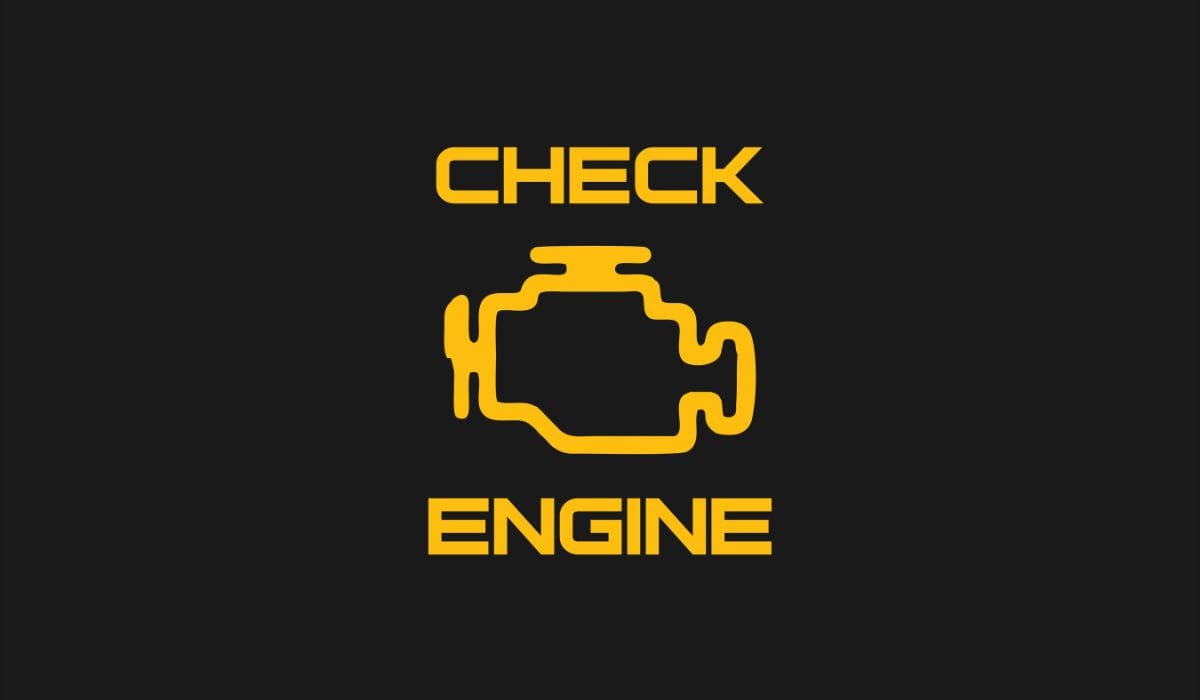 Đèn Check Engine bật sáng, một dấu hiệu cảnh báo cần kiểm tra và điều chỉnh khe hở nhiệt xupap tiêu chuẩn trên xe tải van.