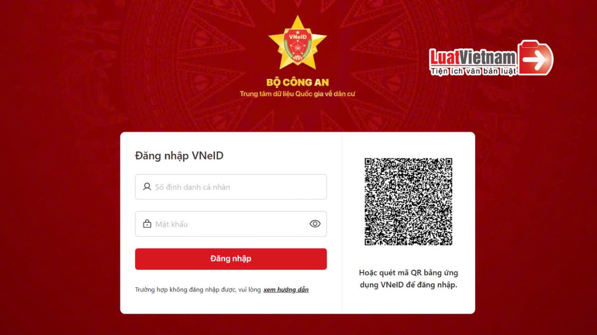 Giao diện đăng nhập tài khoản để đổi GPLX trực tuyến