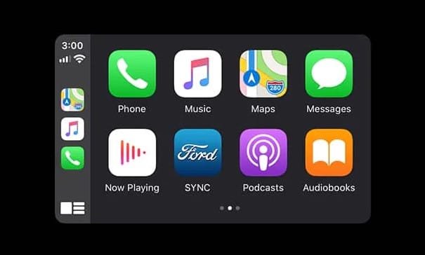 Giao diện kết nối Apple CarPlay trên màn hình Ford Territory, minh họa thông số kỹ thuật công nghệ giải trí.