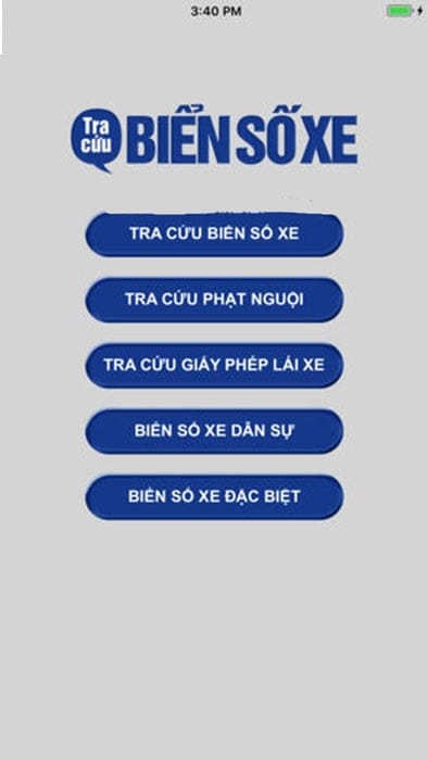 Giao diện một ứng dụng di động hiển thị thông tin tra cứu biển số xe, với biểu tượng tìm kiếm và bản đồ.