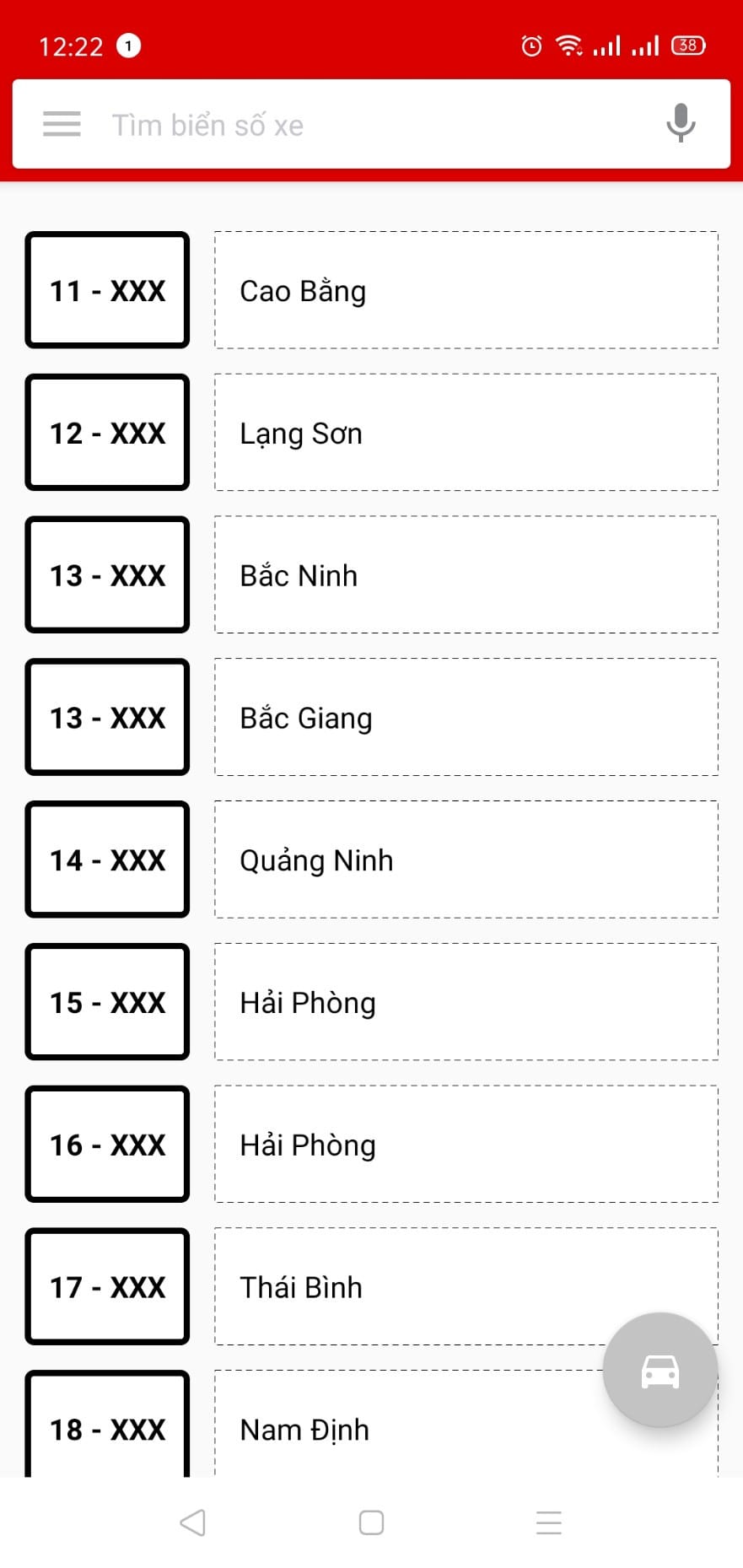 Giao diện một ứng dụng tra cứu biển số xe máy trên điện thoại, minh họa các phần mềm check gốc xe máy