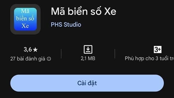 Giao diện người dùng của app tra cứu biển số xe ô tô hiển thị mã biển số