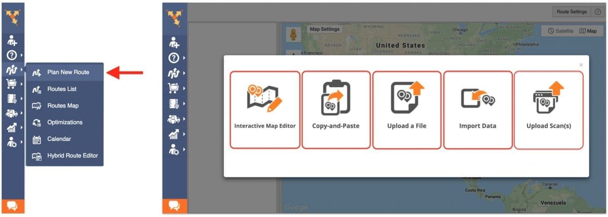 Giao diện nhập địa chỉ vào hệ thống định tuyến, một tính năng quan trọng của google map dành cho xe tải chuyên nghiệp